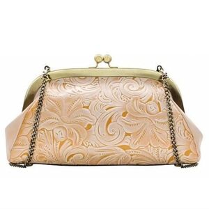 Patricia Nash Mia Leather Frame Kisslock Satchel Clutch Shoulder Bag